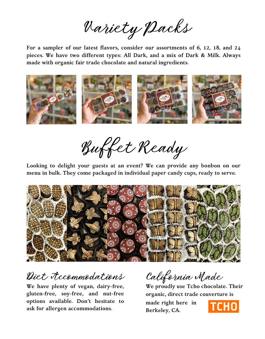 Handmade bonbon assortments and gift packaging